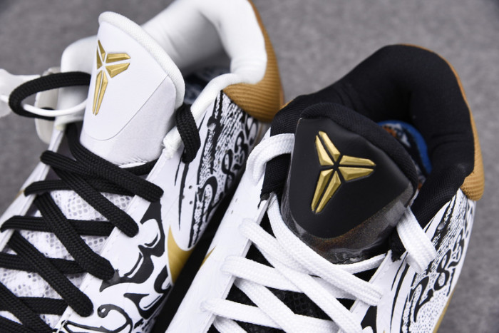 kobe 5 protro black/white/gold ct8044-100