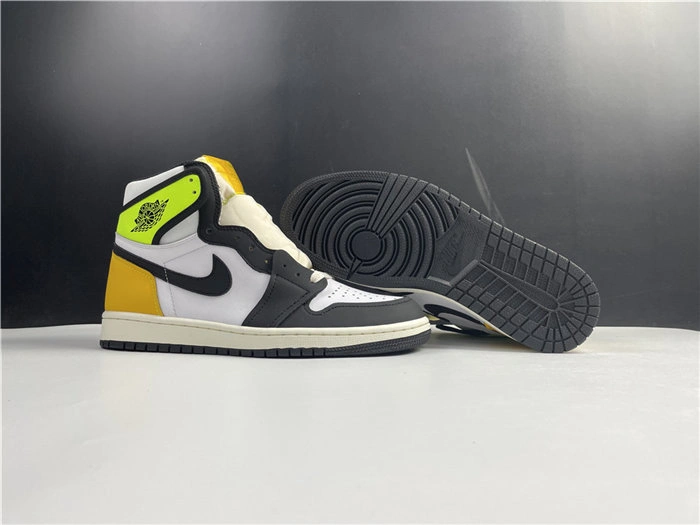 Refined Jordan1 White Black Volt University Gold 555088- 3736