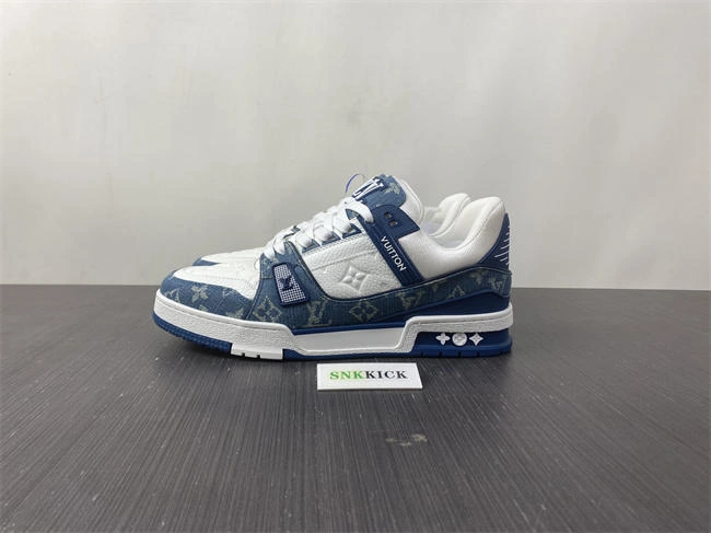 Luis Vitton LV Trainer Monogram Denim White Blue 1A9JGN GoodFit 1641