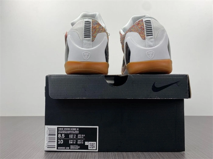 Vibrant Nike Kobe 9 Elite  Low HTM Milan White Multi-Color 698595- 5014